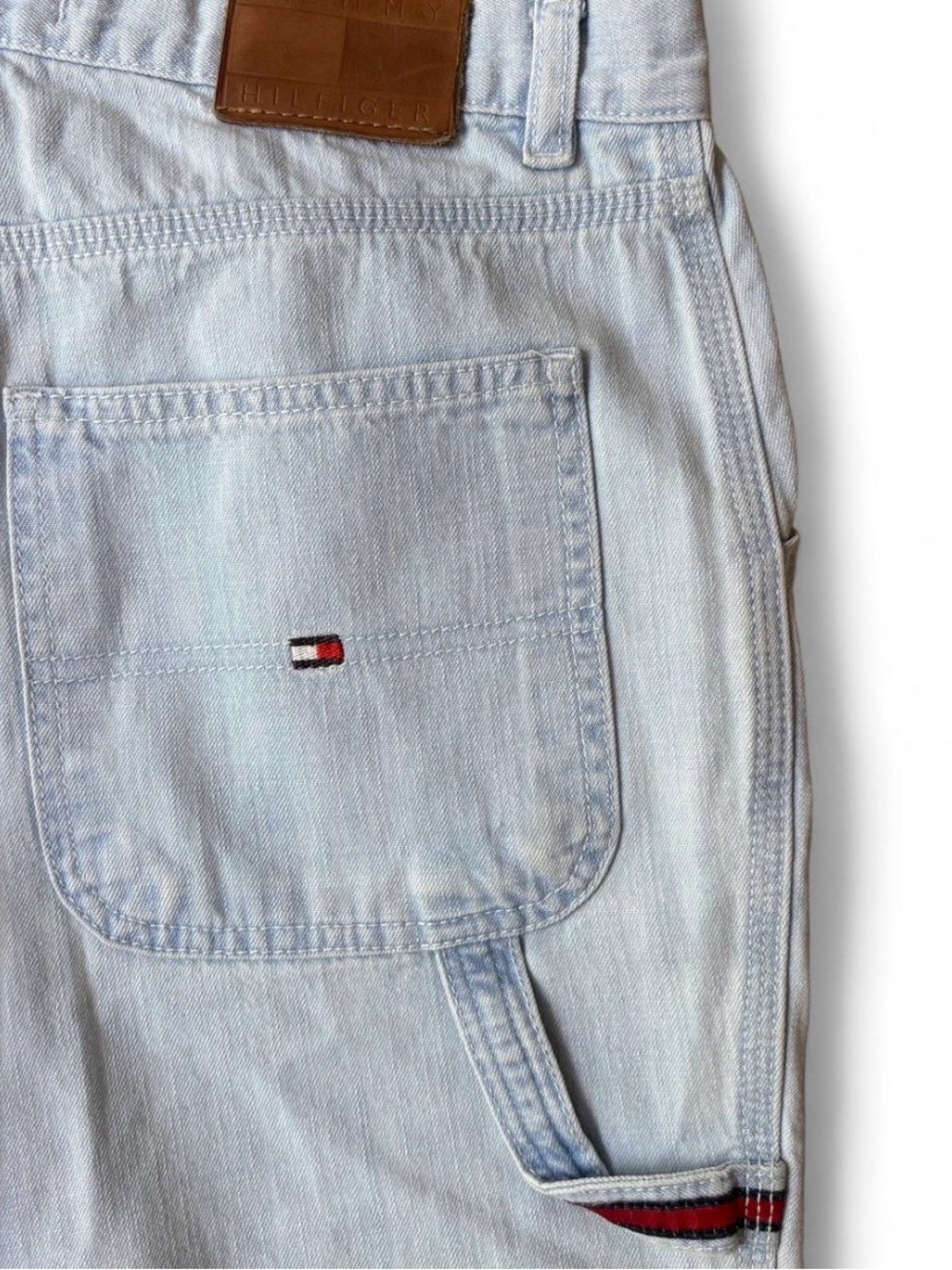 Vintage 90s Tommy Hilfiger Baggy Carpenter Jeans Light Wash Skater Y2K Size 4